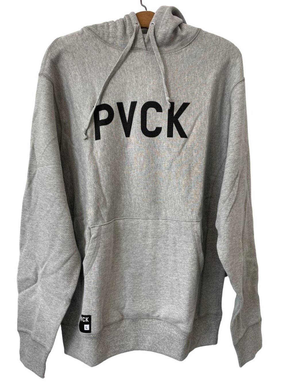 PVCK Sweatshirt Large Pullover Hoodie Long Sleeve Gray Black Cozy Athleisure NEW